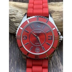 Gossip Womens Watch 40mm Case Red Silicone Band Quartz Analog New